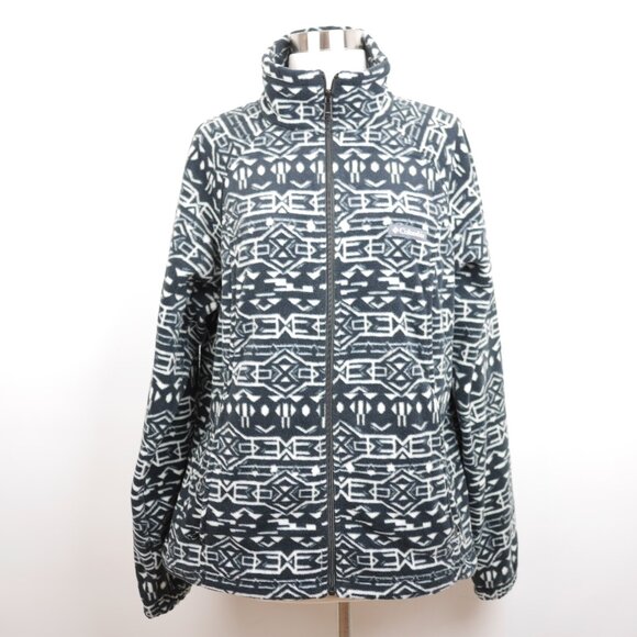 COLUMBIA Women's XL - Black &white full zip fleece jacket coat low pile coat - Picture 1 of 11